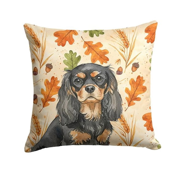 Heirloom Fall Throw Pillow - Black & Tan Cavalier Spaniel - 18 x 18 in. - Water-Resistant Material