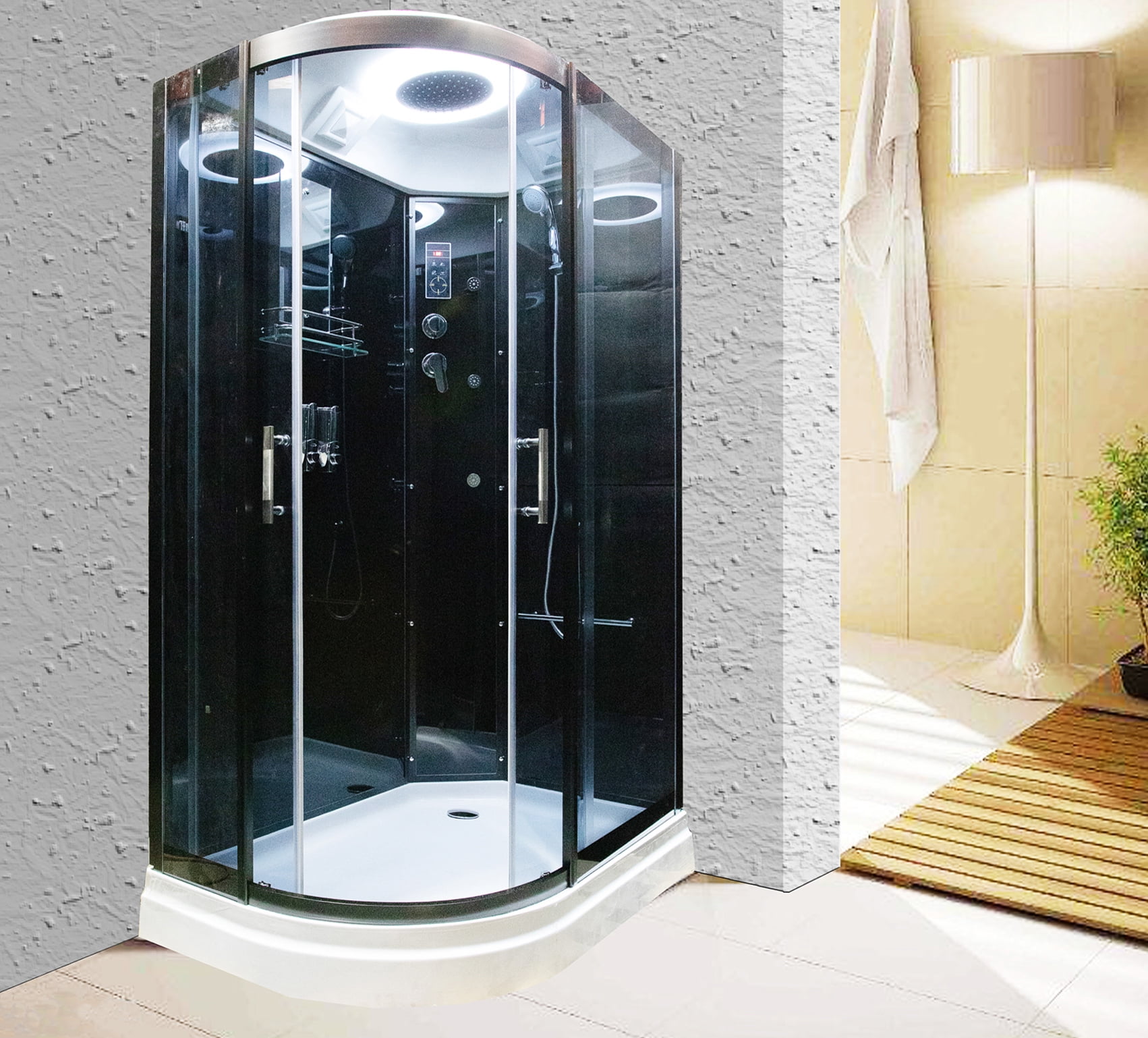 Heirloom Home Products Modern Black Right-Hand Corner Shower Enclosure