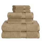 Heirloom Manor 6 Piece Estella Zero Twist Cotton Bath Towel Collection, Brown