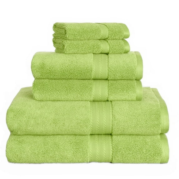 Heirloom Manor 6 Piece Estella Zero Twist Cotton Bath Towel Collection, Butterfly Green