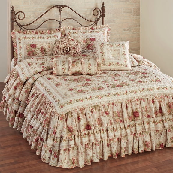 Heirloom Rose 6-Piece Full Bed Set, Vintage, Classic Floral Bedspread with Shams & Pillows