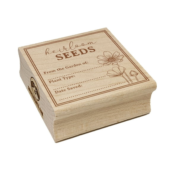 Heirloom Seed Packet Label for Flowers Vegetable Fruits Square Rubber Stamp Stamping Scrapbooking Crafting - Large 2.75in