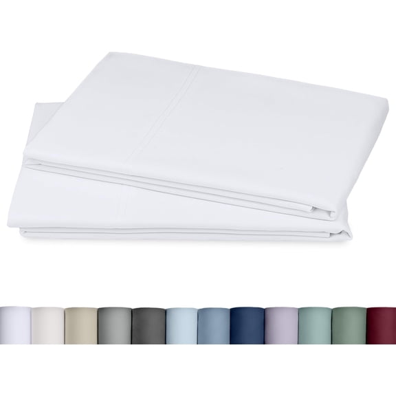 Heirloom Soft, Smooth & Thick Certified 800 Thread Count 100% Cotton Sateen, 2 White Standard Pillowcases Fits Standard & Queen Size Pillows (Bright White)