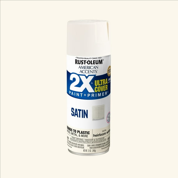 Heirloom White, Rust-Oleum American Accents 2X Ultra Cover Satin Spray Paint-327920, 12 oz