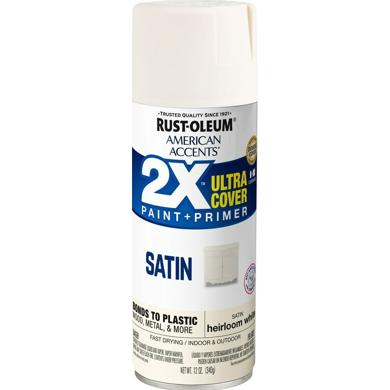 Heirloom White, Rust-Oleum American Accents 2X Ultra Cover Satin Spray Paint- 12 oz