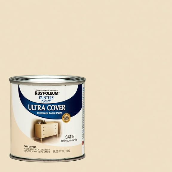 Heirloom White, Rust-Oleum Painter's Touch Ultra Cover Satin, Half Pint, 6 Pack