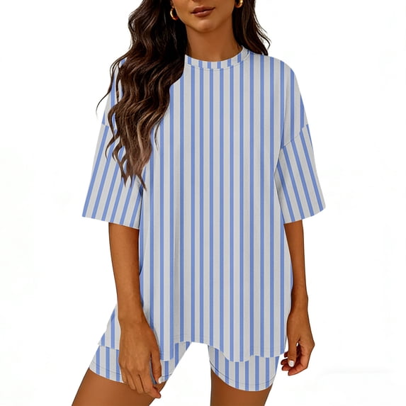 Heisall 2 Piece Sets for Women Workout Casual Outfits Oversized Short Sleeve Tops and Shorts Set Travel Vacation Outfit Sweatsuit