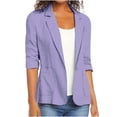 thumbnail image 1 of Heisall 2026 Spring Linen Blazer Women - Lightweight 3/4 Stretchy Ruched Sleeve Fully-Lined Casual Work Jacket with Pockets, 1 of 6