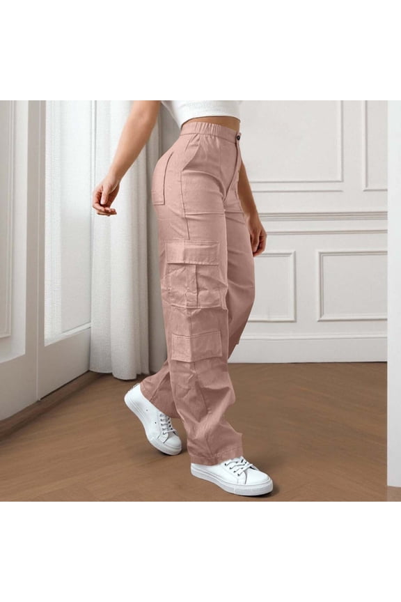 Cargo Pants for Women High Waisted Hiking Pants Baggy Stretchy Wide Leg Y2K Streetwear with 6 Pockets