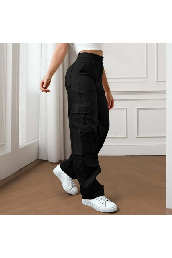 Cargo Pants for Women High Waisted Hiking Pants Baggy Stretchy Wide Leg Y2K Streetwear with 6 Pockets