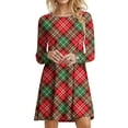 thumbnail image 1 of Heisall Christmas Dresses for Women Comfy Crew Neck Long Sleeve Dress Slim Midi Flowing Skirts Costume Vintage Holiday Party Dress, 1 of 5