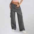 thumbnail image 1 of Heisall High Waist Stretch Cargo Pants Women Baggy Multiple Pockets Relaxed Fit Straight Wide Leg Y2K Pants, 1 of 5