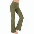 thumbnail image 1 of Heisall Ribbed Flare Yoga Pants for Women High Waisted Bell Bottom Leggings Tummy Control Petite/Regular/Tall, 1 of 5