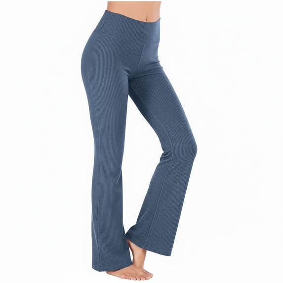 Heisall Ribbed Flare Yoga Pants for Women High Waisted Bell Bottom Leggings Tummy Control Petite/Regular/Tall