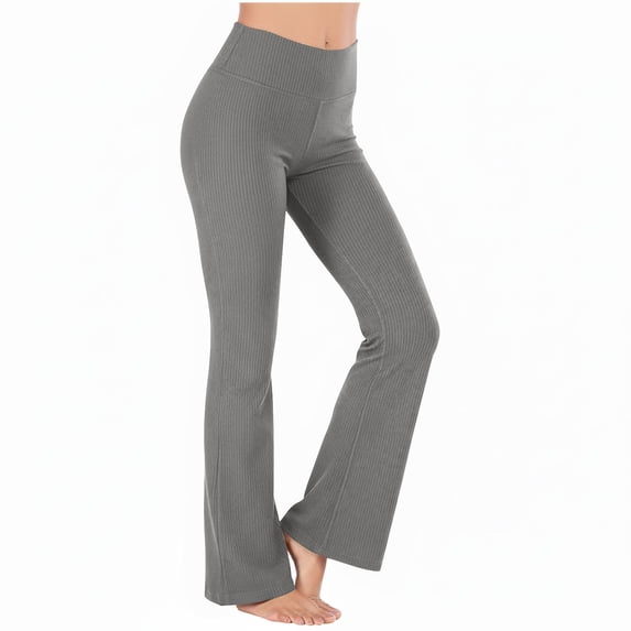 Heisall Ribbed Flare Yoga Pants for Women High Waisted Bell Bottom Leggings Tummy Control Petite/Regular/Tall