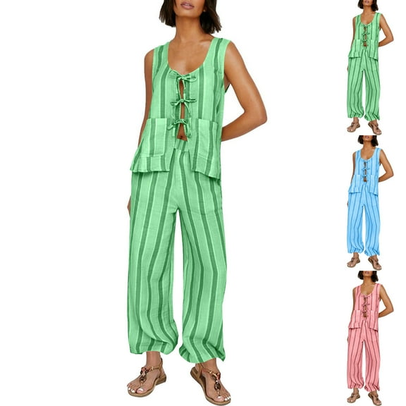 Heisall Two Piece Outfits for Women Loose Vest Top and Commuting Pants Set Winter Casual Matching Set