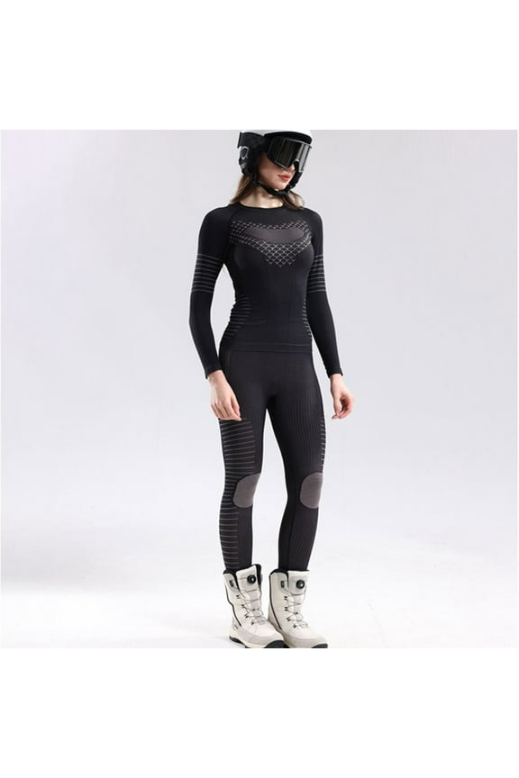 Two Piece Sets for Women Thermal Ski Underwear Compression Base Layer Long Sleeve Tops and Pants Winter Sports Outfits