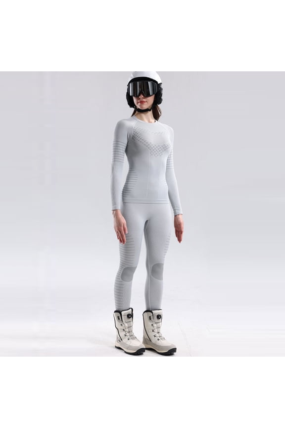 Two Piece Sets for Women Thermal Ski Underwear Compression Base Layer Long Sleeve Tops and Pants Winter Sports Outfits