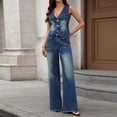 thumbnail image 1 of Heisall Two Piece Sets for Women V Neck Sleeveless Tops and Wide Leg Pants with Pockets Casual Summer Outfits, 1 of 8