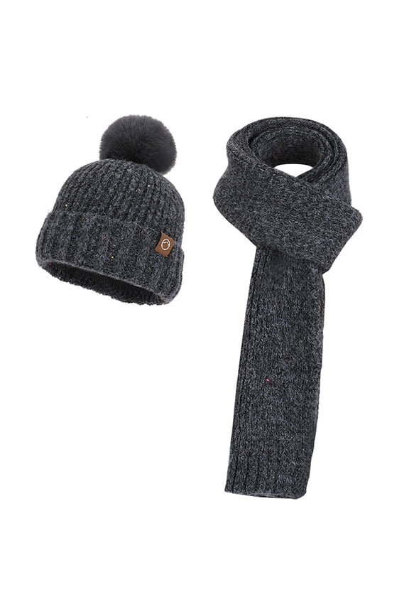 Two-Piece Winter Knitted Acrylic Hat Set for Women with Scarf and Ear Protection, Soft and Warm, for Cold Weather Outdoor Sports