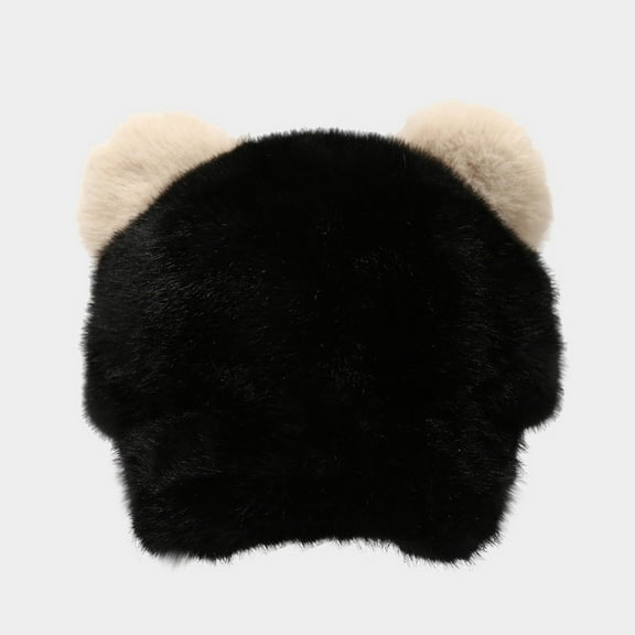 Heisall Unisex Winter Warm Fuzzy Baseball Cap with Cute Panda Ears, Adjustable Sun Hat for Men and Women, Preppy Style