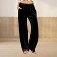 thumbnail image 1 of Heisall Velvet Pants Women Lounge Comfy Velour Flare Pant Casual Wide Leg High Waisted Drawstring with Pockets, 1 of 6
