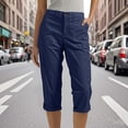thumbnail image 1 of Heisall Women Capri Pants Summer Casual Hiking Pants Elastic Waist Rolled Hem Dressy Capris Pull On Cotton Capri Pant, 1 of 7