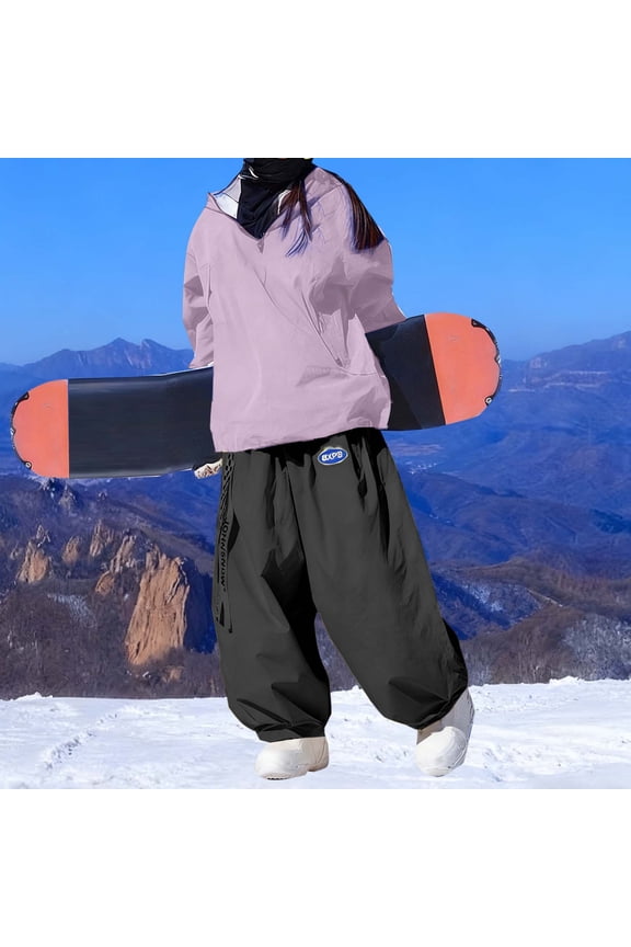 Women Winter Waterproof Windproof Hooded Bunny Eared Thickened Patchwork Ski Suit Set Two Piece Winter Sports Outfits