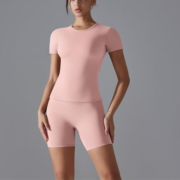 Heisall Women's 2 Piece Yoga Sets Sleeveless Crew Neck Tight-Fitting Outfits for Summer Spring Gym Leisure