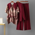 thumbnail image 1 of Heisall Women's 3 Piece Lounge Sets Patchwork Cardigan Long Sleeve Tops and Wide Leg Pants Winter Casual Outfits, 1 of 3