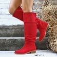 thumbnail image 1 of Heisall Women's Boots Suede Rear Lace-Up Chunky Heel Crinkle Stacked Fashionable Casual Style, 1 of 8