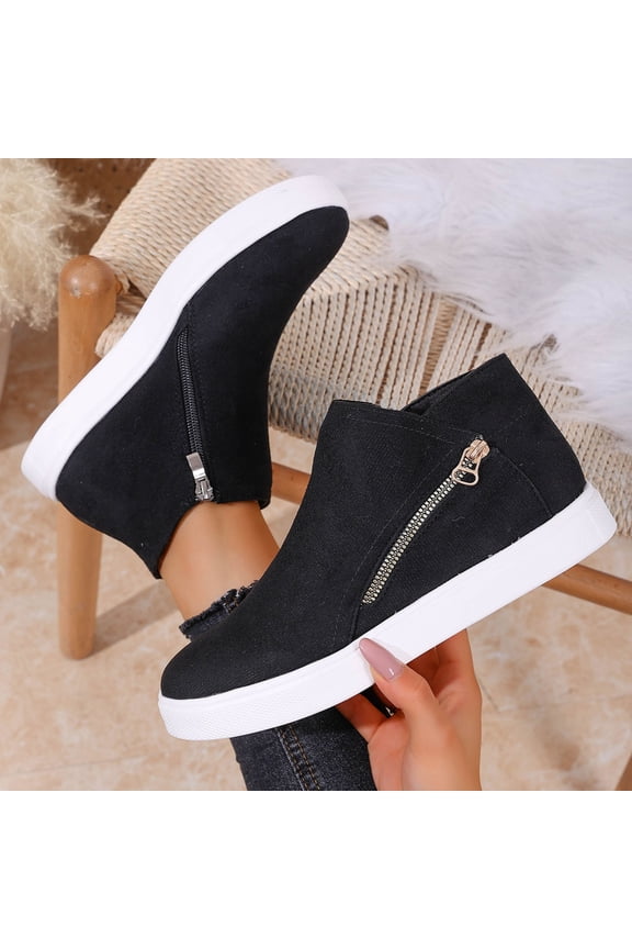 Women's Boots Winter New Arrival Solid Suede Round Toe Side Zipper Flat Heel Ankle Boots Fashion Casual