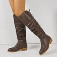 thumbnail image 1 of Heisall Women's Boots Winter New Solid Color Long Shaft Pointed Toe Square Heel Lace-Up Riding Boots Fashion Casual, 1 of 8