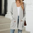 thumbnail image 1 of Heisall Women's Cardigans Brushed Ribbed Texture Solid Color Simple Design Long Sleeve with Pockets Casual Knit Outerwear, 1 of 6