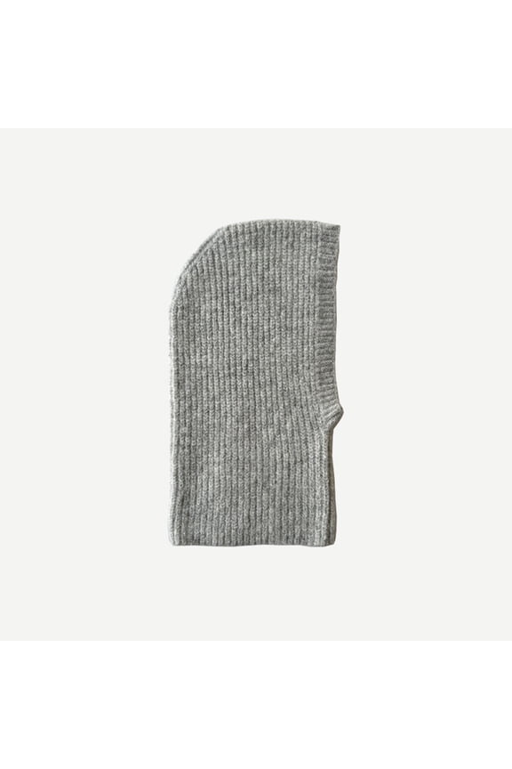 Women's Classic Wool Knitted Balaclava Solid Color Ribbed Knit Hooded Pull-On Face Cover for Cold Weather