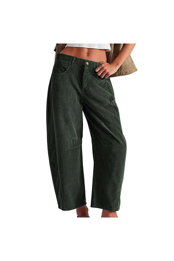 Women's Elastic Waist Drawstring Casual Pants with Button Pocket, Breathable Thick Fabric for Outdoor Wear, Sizes M-3XL
