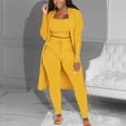 thumbnail image 1 of Heisall Women's Fashion Solid Color Three Piece Set Round Neck Top and Elastic Waist Pocket Free Pants Matching Set, 1 of 6
