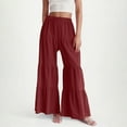 thumbnail image 1 of Heisall Women's Flowy Boho Elastic High Waist Ruffle Hem Wide Leg Beach Loose Palazzo Pants, 1 of 7