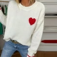 thumbnail image 1 of Heisall Women's Long Sleeve Sweaters Crew Neck Heart Patch Loose Fit Casual Tops Soft Knit Fall Winter Outfits, 1 of 6
