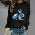 thumbnail image 1 of Heisall Women's Long Sleeve Sweatshirt Crew Neck Denim Bunny Print Loose Fit Casual Tops Soft Fleece Fall Winter Outfits, 1 of 5