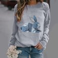 thumbnail image 1 of Heisall Women's Long Sleeve Sweatshirt Crew Neck Denim Bunny Print Loose Fit Casual Tops Soft Fleece Fall Winter Outfits, 1 of 5