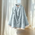 thumbnail image 1 of Heisall Women's Long Sleeve Tops Mandarin Collar Frog Button Floral Embroidery Loose Fit Casual Tops Soft Cotton Linen Spring Fall Outfits, 1 of 6