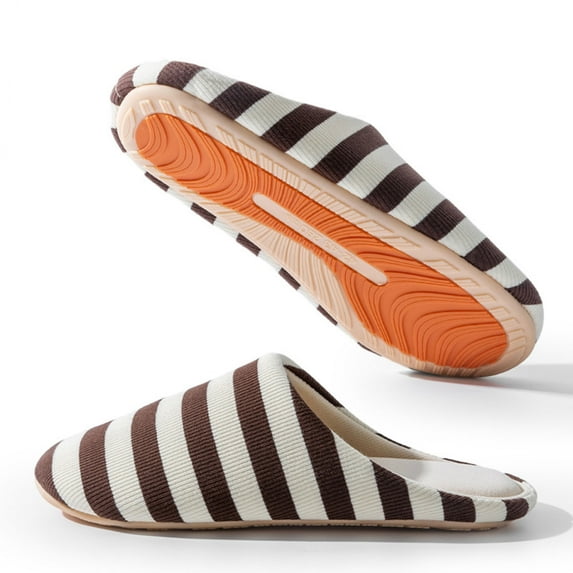 Heisall Women's and Men's Striped Soft Fabric Slippers with Anti-Slip Sole, Winter Warm Indoor/Outdoor House Shoes for Casual Comfort in Multiple Colors