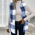 thumbnail image 1 of Heisall Women's Plaid Vest Flannel Button Down Sleeveless Shacket Shirt Outerwear Fall Lapel Long Jacket with Pockets, 1 of 8