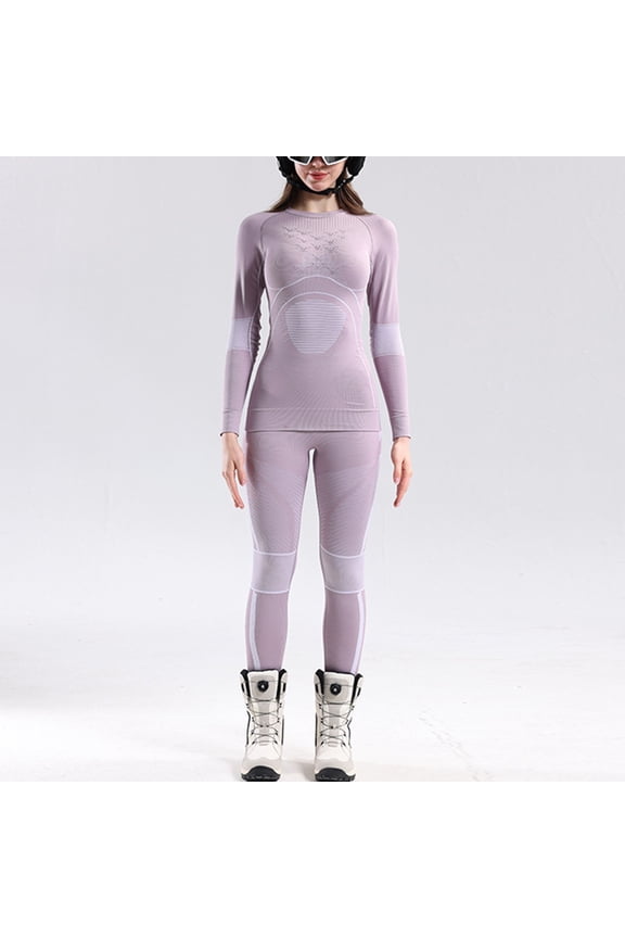 Women's Professional Thermal Ski Underwear Set - Long Sleeve Compression Base Layer, Sweat-wicking Quick-dry Warm Suit for Cold Weather Sports