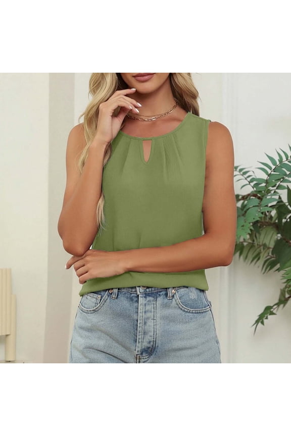 Women's Sleeveless Off-Shoulder Cutout Solid Color Loose Fit Casual Tops Spring Summer Fashion