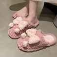 thumbnail image 1 of Heisall Women's Slippers Plush Bow-Adorned House Shoes with Anti-Slip Sole, Soft Comfortable Indoor Fuzzy Winter Slippers in Pink/Black/White for Cozy Homewear, 1 of 9