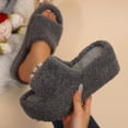 thumbnail image 1 of Heisall Women's Slippers Thickened Fleece Winter Warm Wedge Heel Thick-Soled Indoor/Outdoor Cozy House Shoes with Anti-Slip Sole in Black/Yellow/Gray, 1 of 9