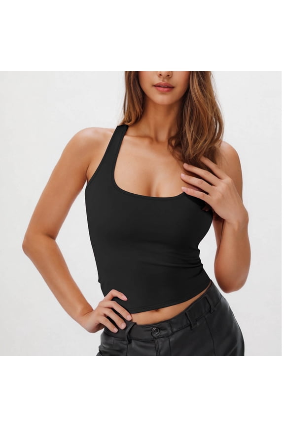 Women's Solid Square Neck Sleeveless Halter Casual Top Blouse Spring Summer Fashion Tops