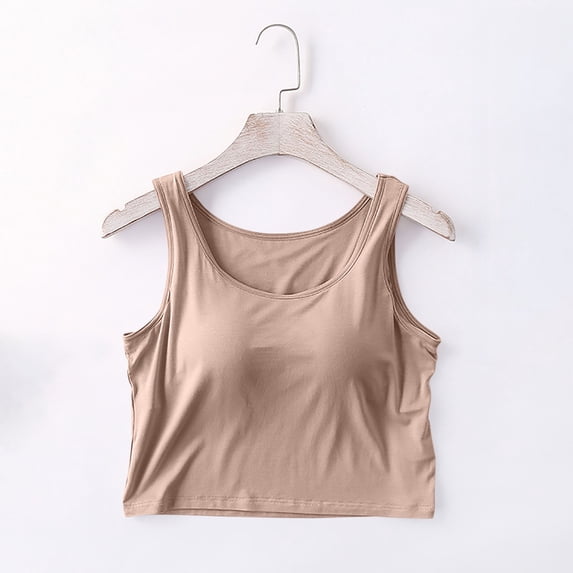 Heisall Women's Summer Casual Sleeveless Camisole Tops with Built-in Chest Pad Round Neck for Yoga Sports and Daily Wear